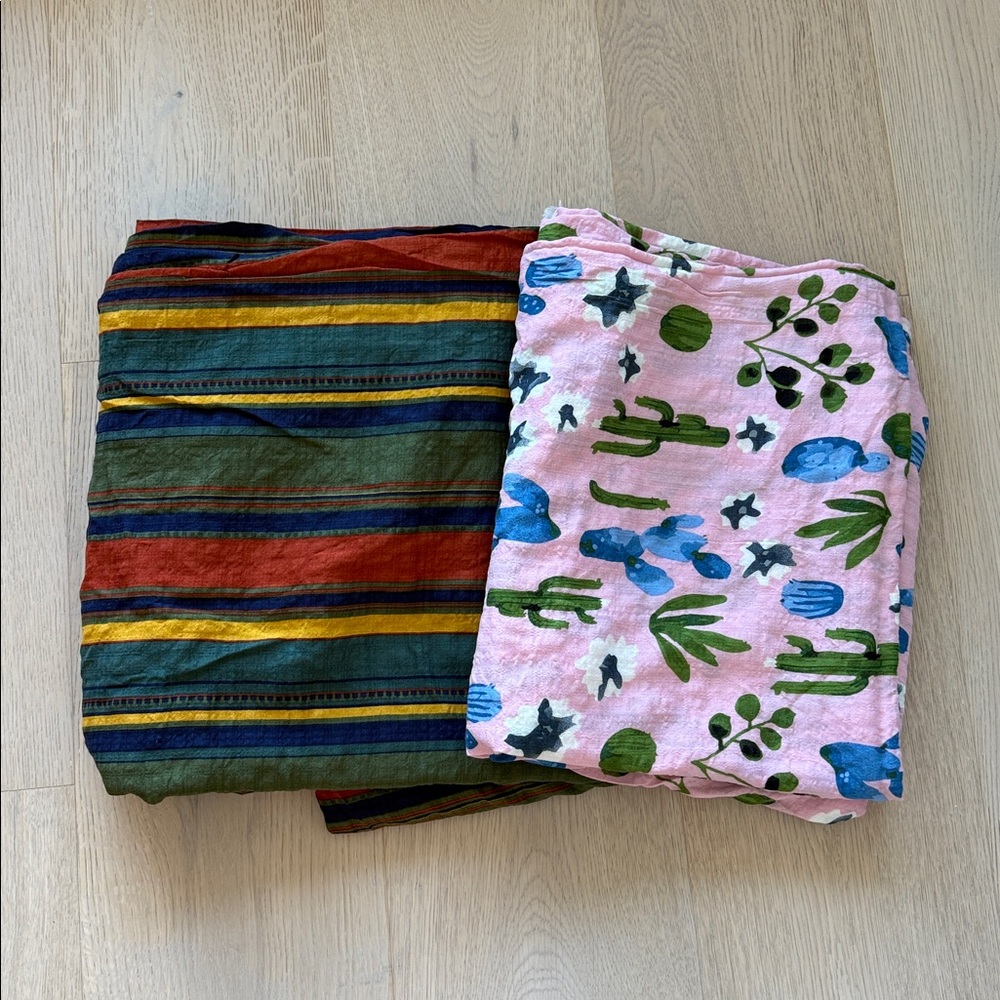 2/$30 Rayon lightweight fabric bundle Cactus and stripe printed